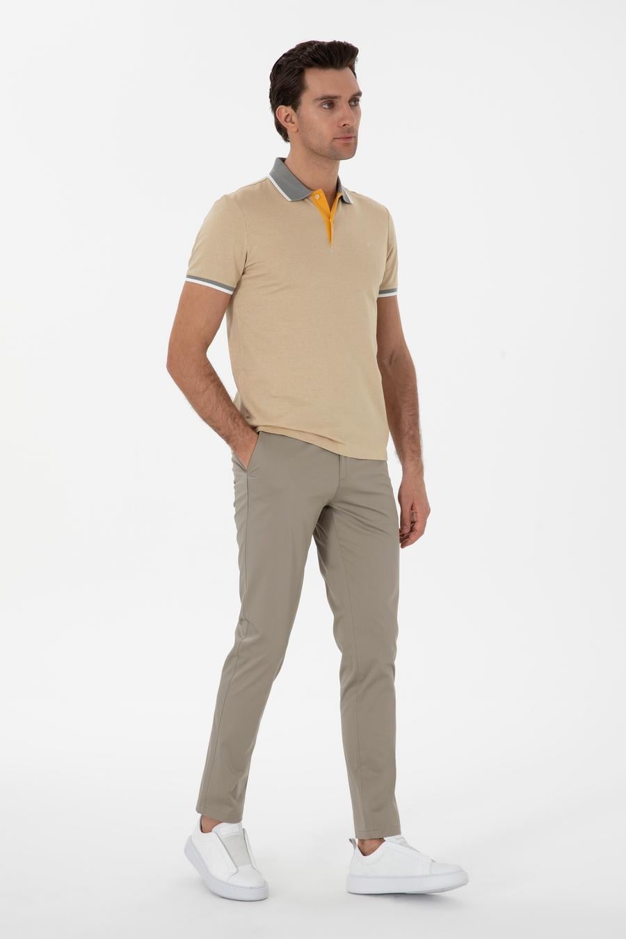 Yeşil Slim Fit Pamuk Karışımlı Kanvas Pantolon - 50298899263