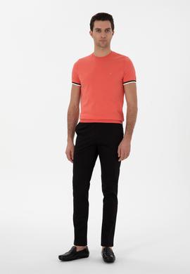 Siyah Slim Fit Pamuk Karışımlı Kanvas Pantolon