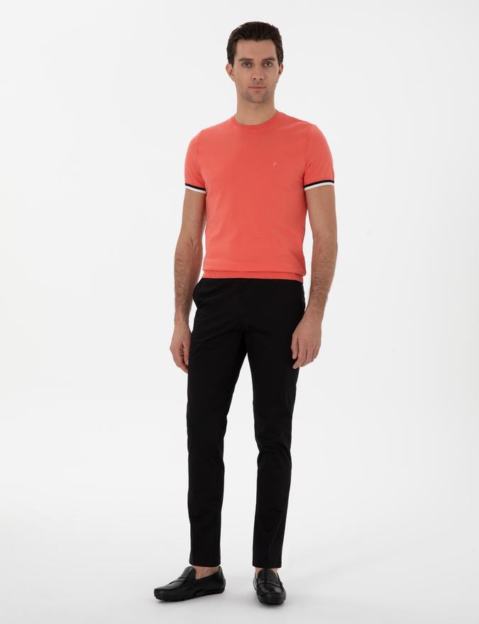 Siyah Slim Fit Pamuk Karışımlı Kanvas Pantolon