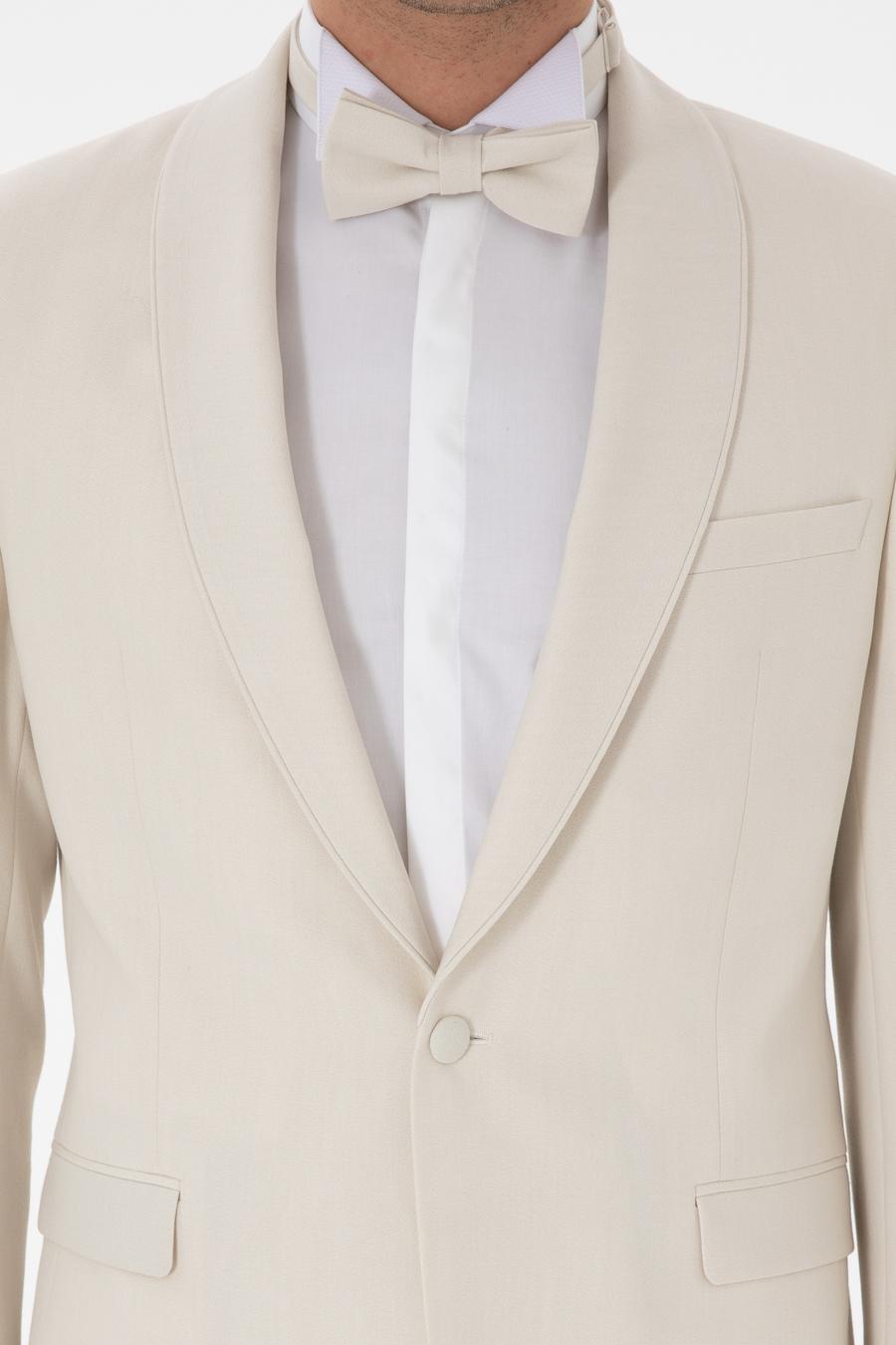 Ekru Slim Fit Şal Yaka Smokin Damatlık - 50306126041