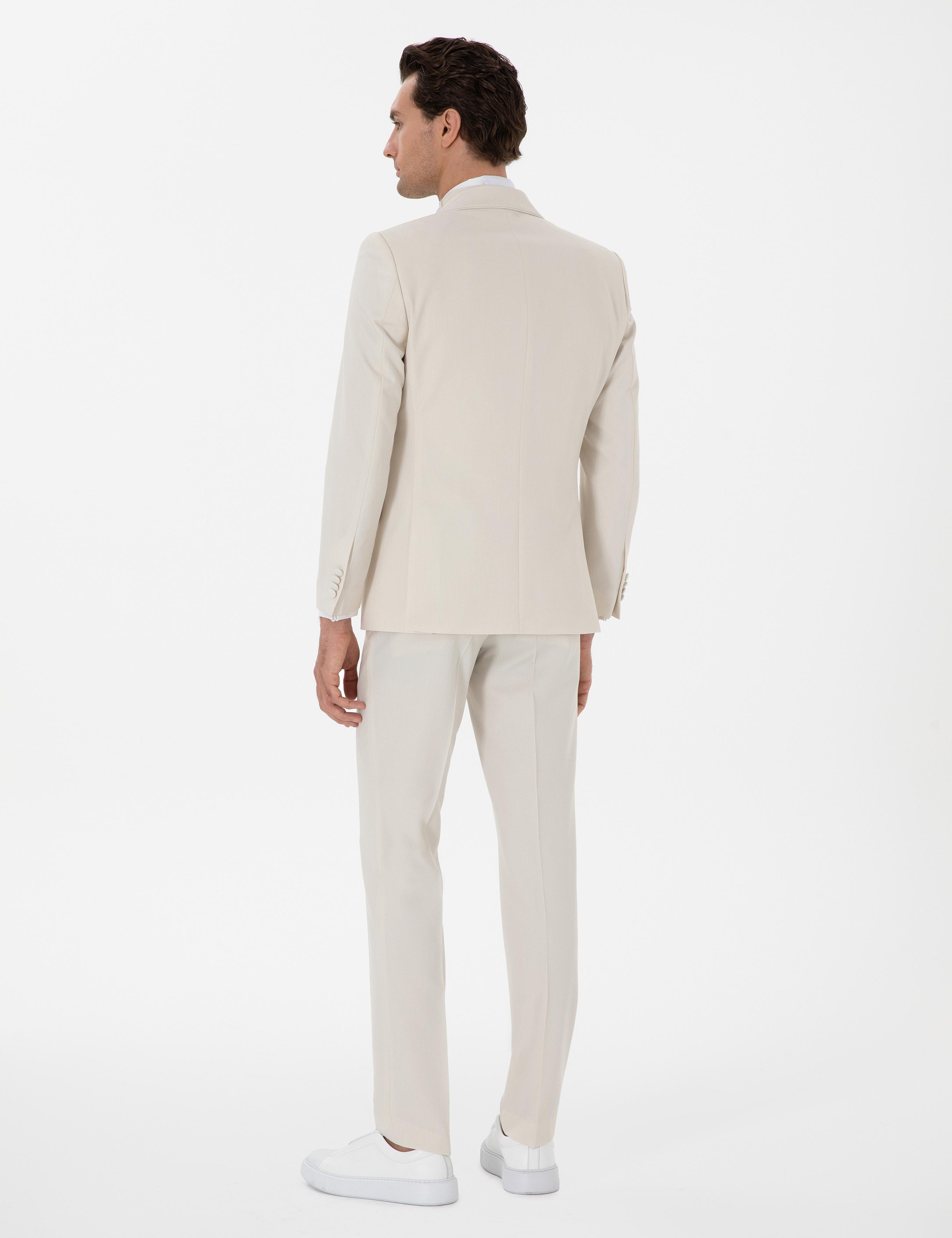 Ekru Slim Fit Şal Yaka Smokin Damatlık - 50306126041