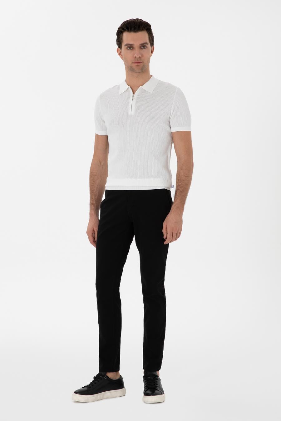 Siyah Slim Fit Pamuk Karışımlı Kanvas Pantolon - 50312177148