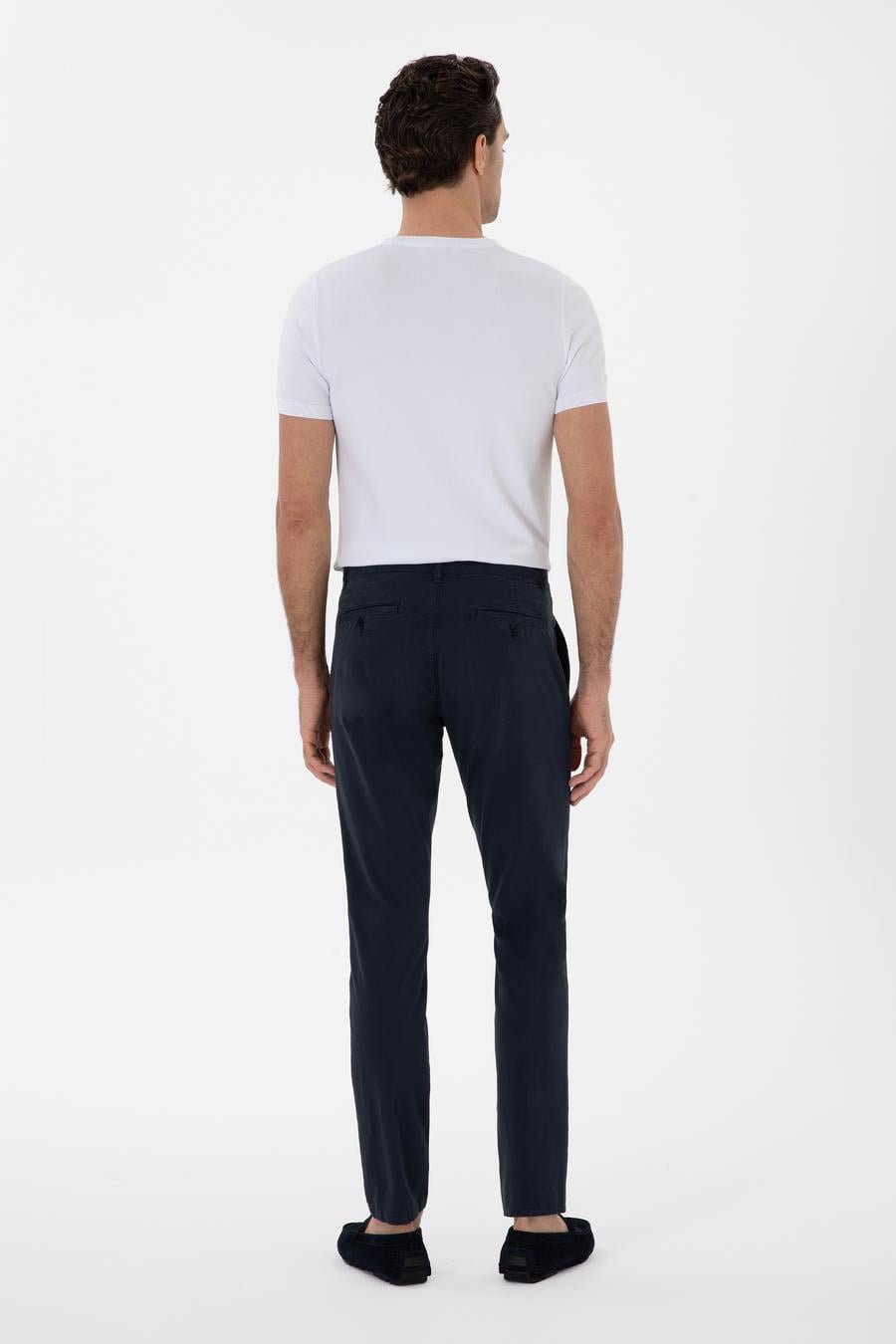 Lacivert Slim Fit Pamuk Karışımlı Kanvas Pantolon - 50312177028