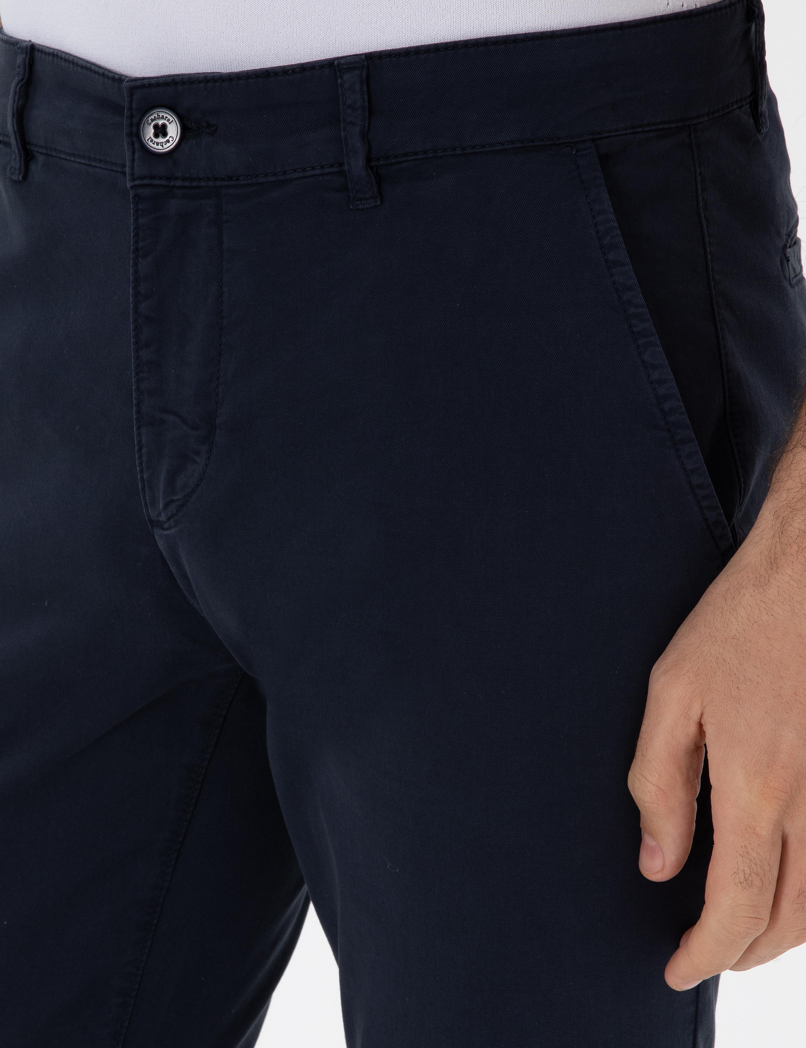 Lacivert Slim Fit Pamuk Karışımlı Kanvas Pantolon - 50312177028