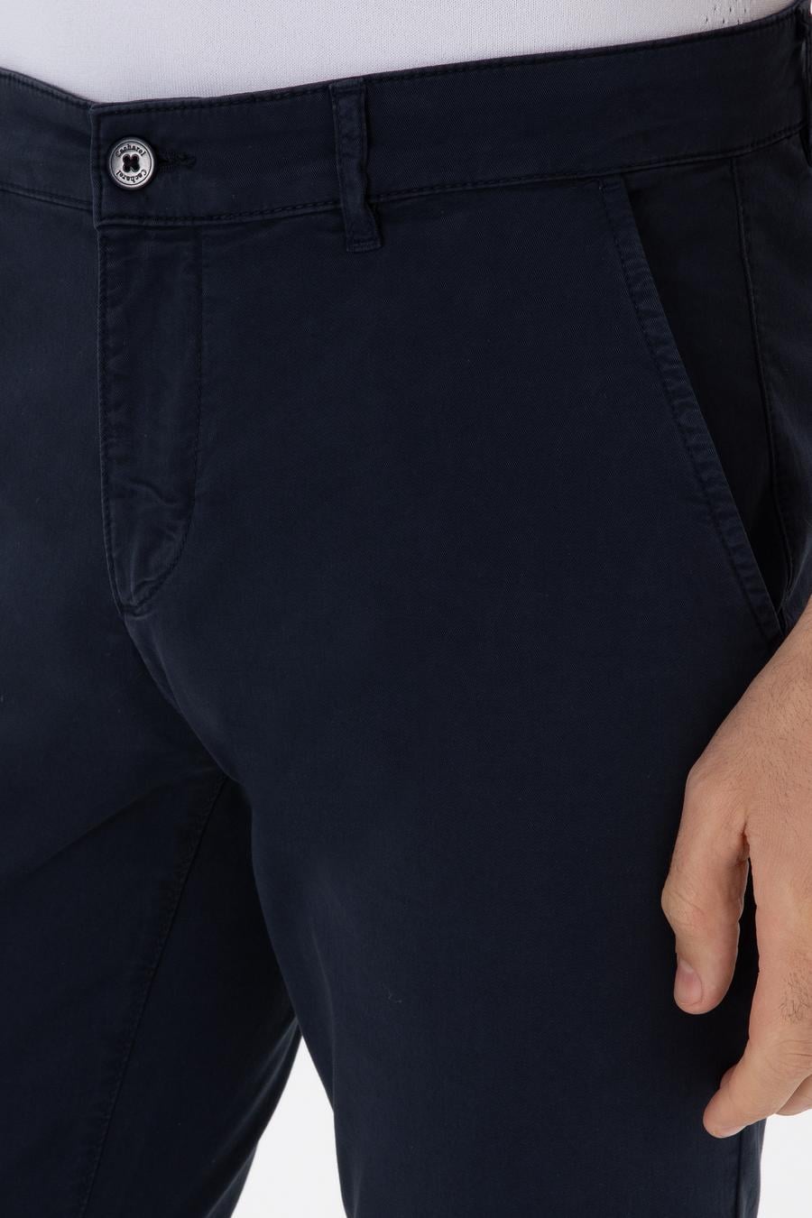 Lacivert Slim Fit Pamuk Karışımlı Kanvas Pantolon - 50312177028