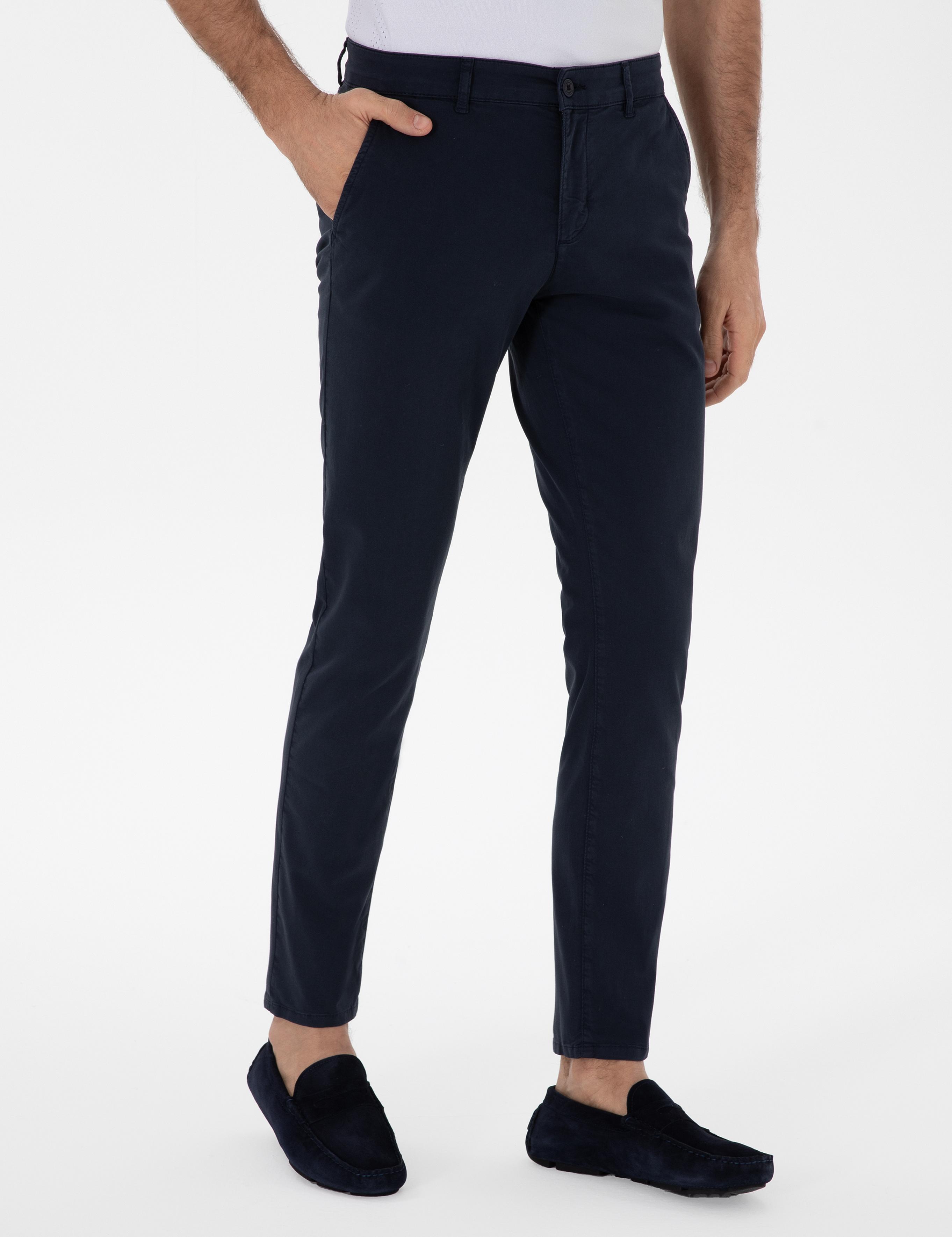 Lacivert Slim Fit Pamuk Karışımlı Kanvas Pantolon - 50312177028