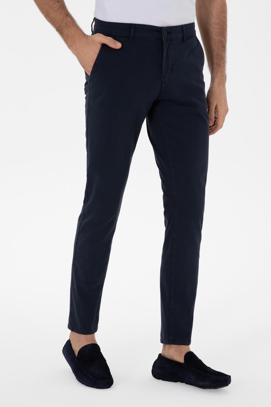 Lacivert Slim Fit Pamuk Karışımlı Kanvas Pantolon - 50312177028