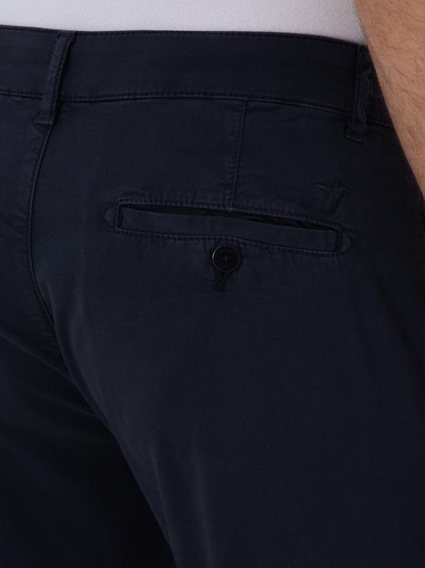Lacivert Slim Fit Pamuk Karışımlı Kanvas Pantolon