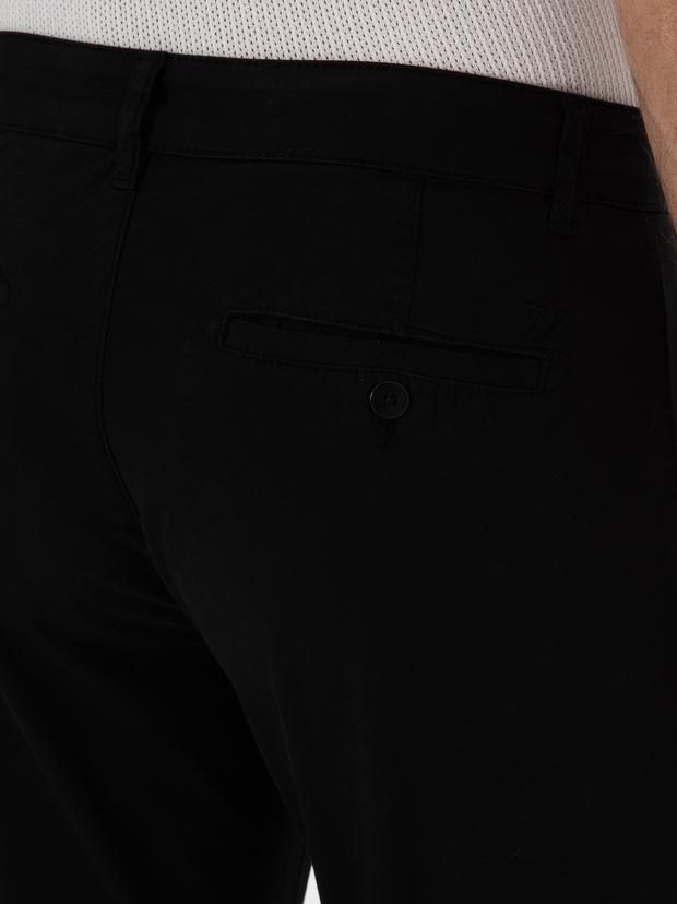 Siyah Slim Fit Pamuk Karışımlı Kanvas Pantolon