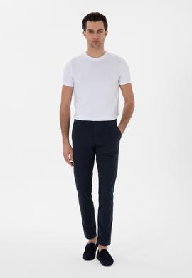 Lacivert Slim Fit Pamuk Karışımlı Kanvas Pantolon