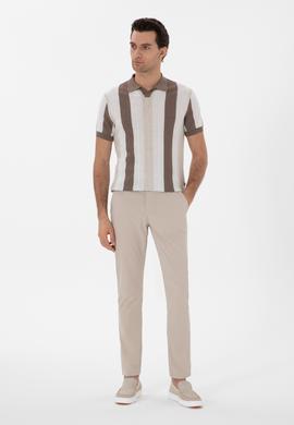 Bej Slim Fit Pamuk Karışımlı Kanvas Pantolon