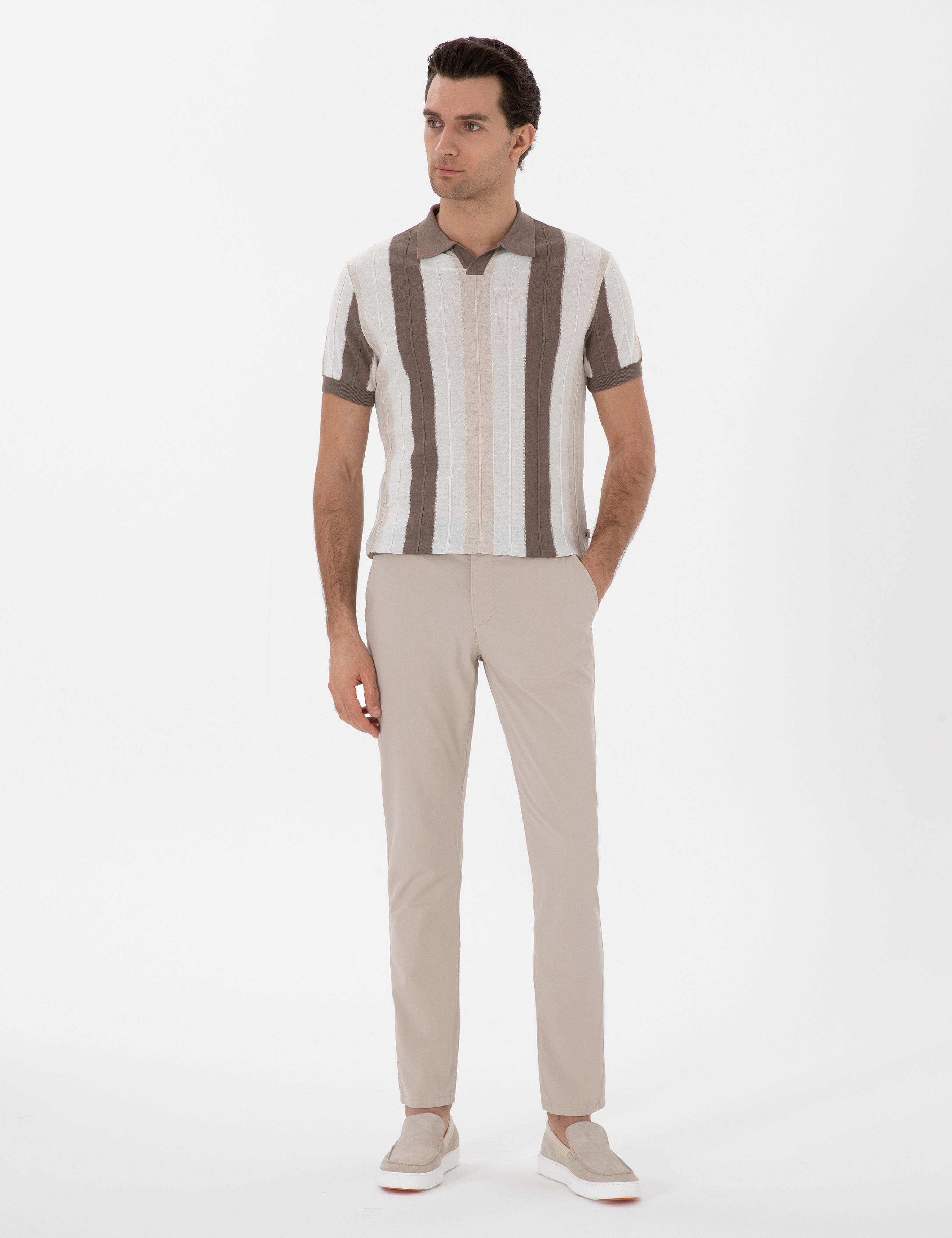 Bej Slim Fit Pamuk Karışımlı Kanvas Pantolon - 50312177093