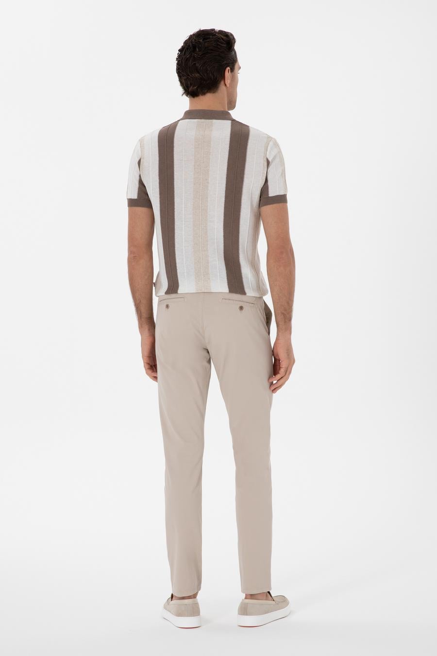 Bej Slim Fit Pamuk Karışımlı Kanvas Pantolon - 50312177093