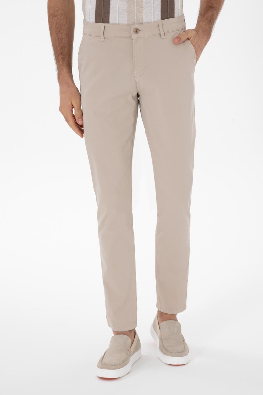 Bej Slim Fit Pamuk Karışımlı Kanvas Pantolon - 50312177093