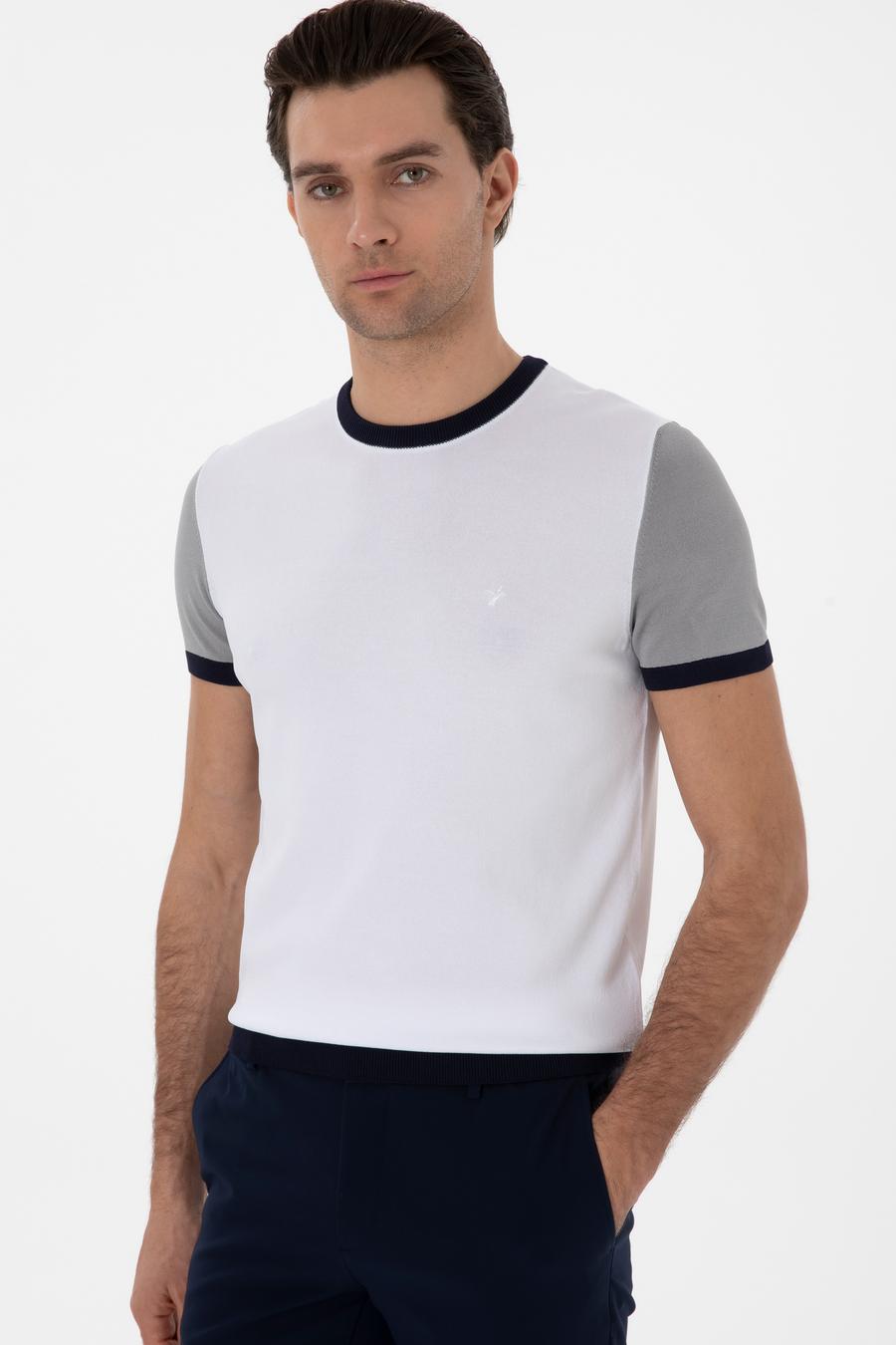 Beyaz Slim Fit Bisiklet Yaka Triko T-shirt - 50285435010