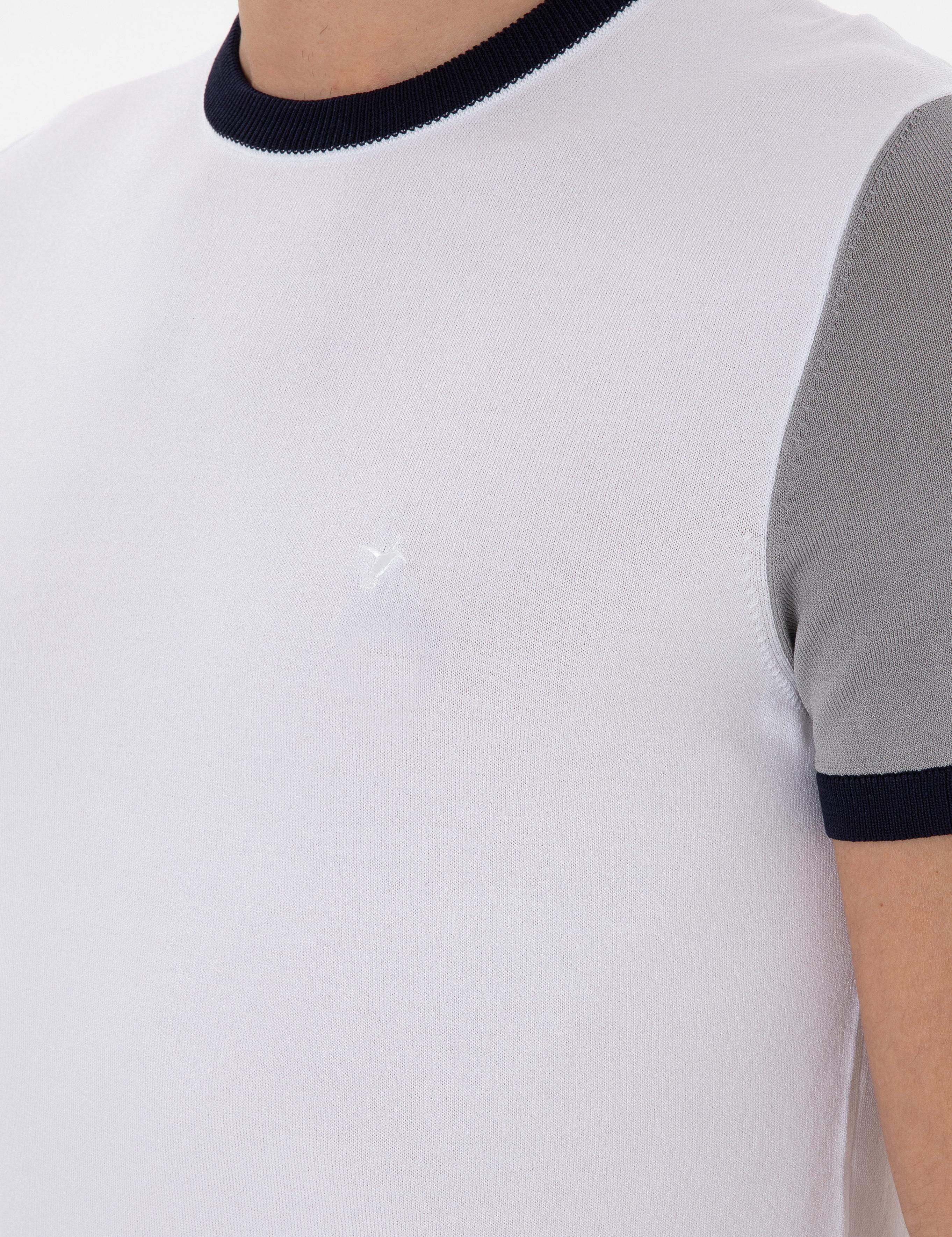 Beyaz Slim Fit Bisiklet Yaka Triko T-shirt - 50285435010