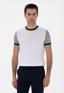 Beyaz Slim Fit Bisiklet Yaka Triko T-shirt