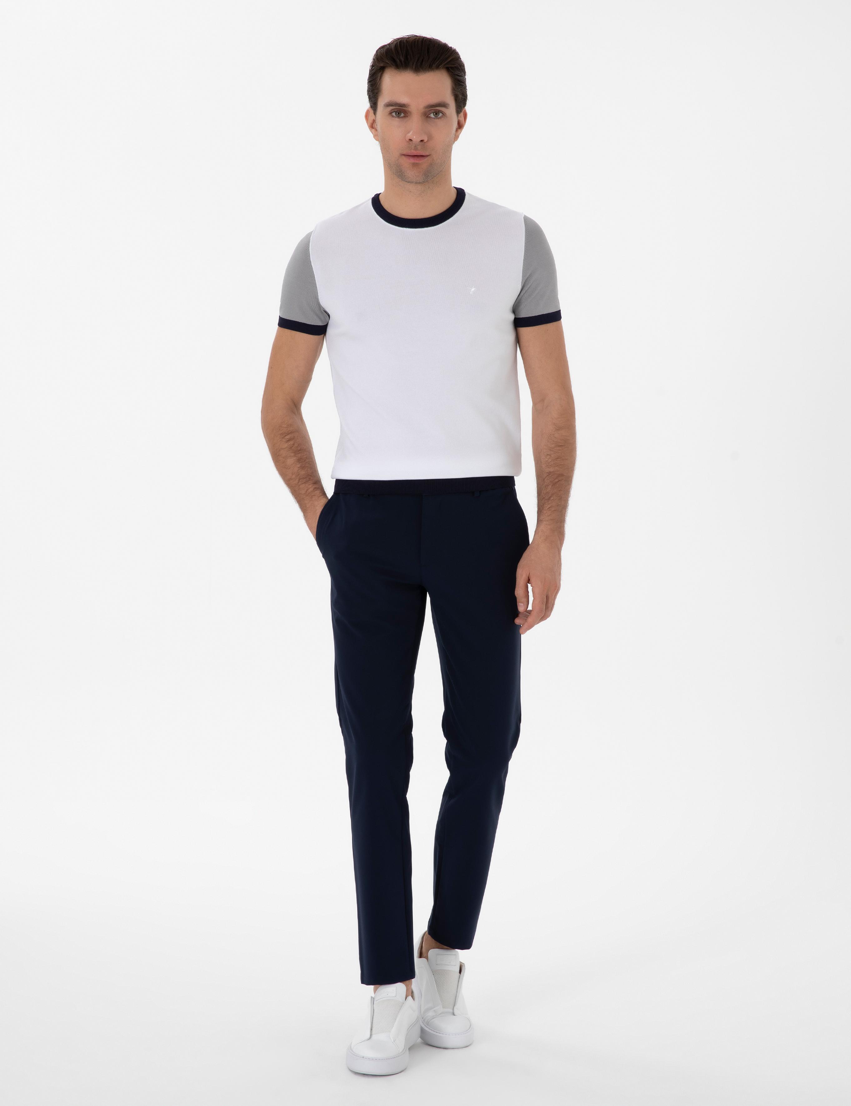 Beyaz Slim Fit Bisiklet Yaka Triko T-shirt - 50285435010