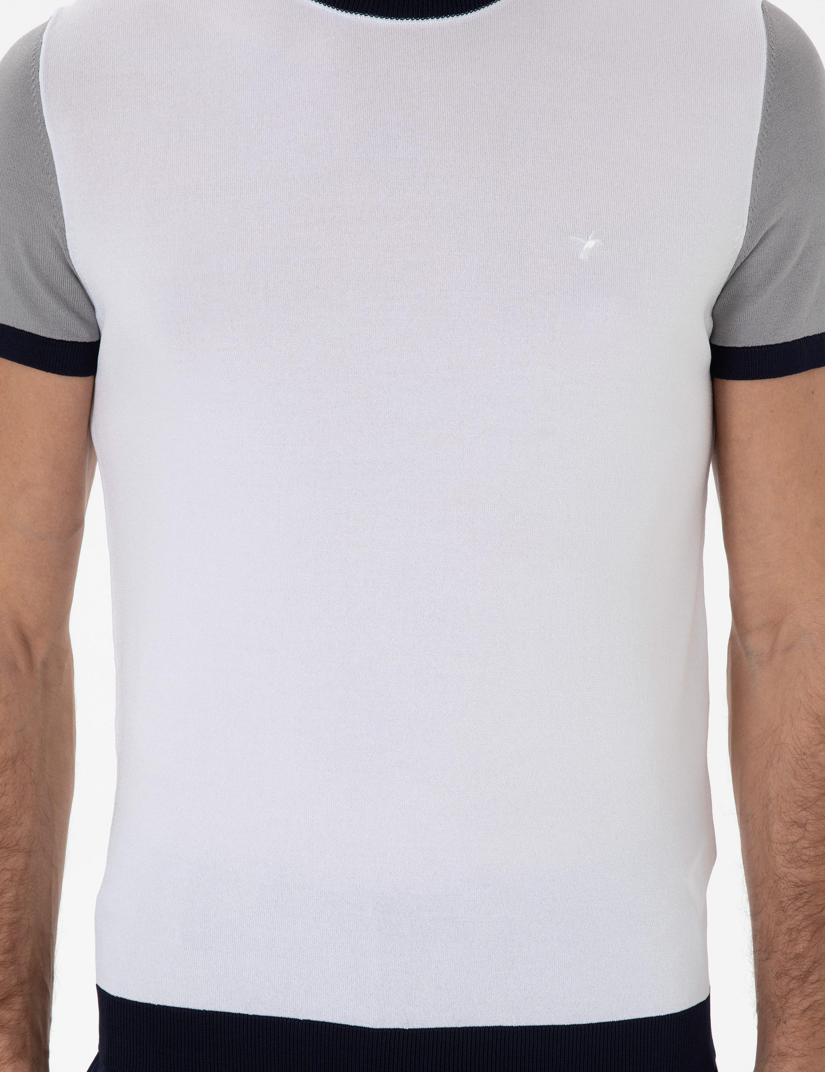 Beyaz Slim Fit Bisiklet Yaka Triko T-shirt - 50285435010