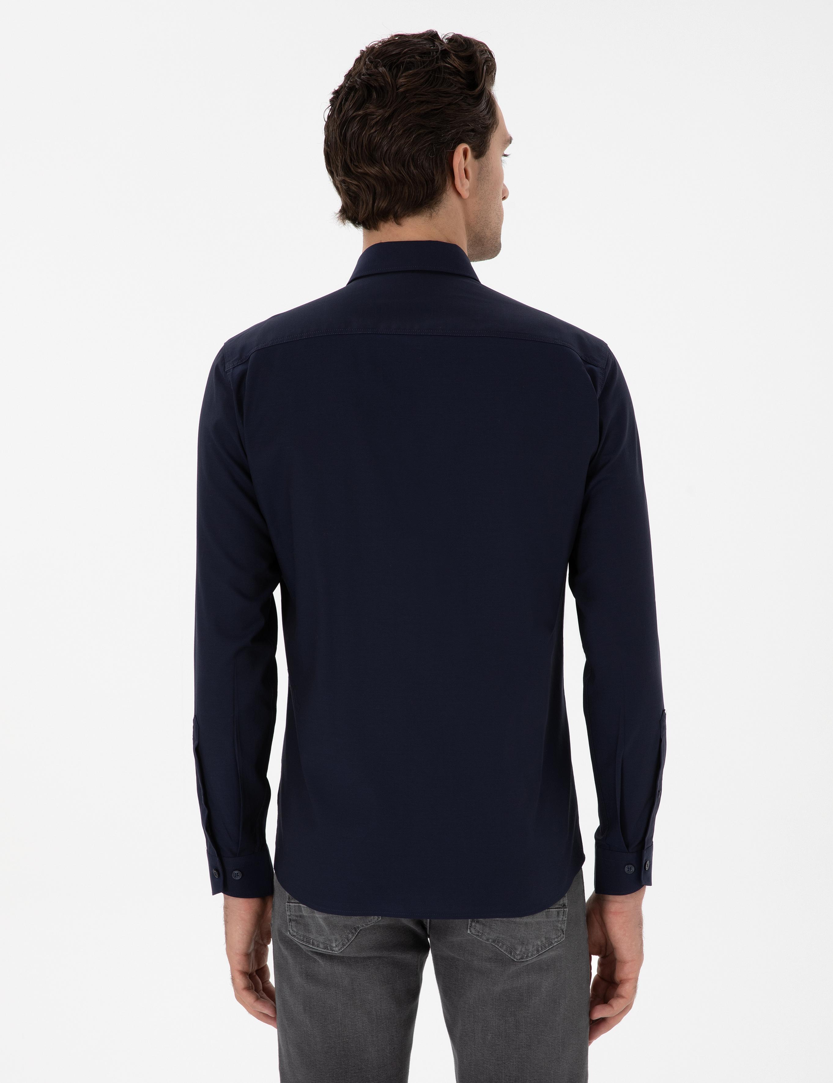 Lacivert Slim Fit Uzun Kollu Gömlek - 50291673113