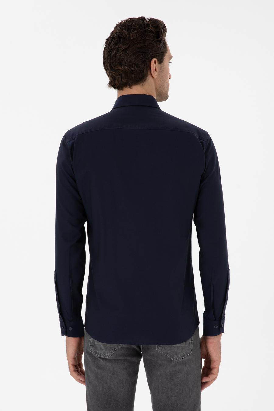Lacivert Slim Fit Uzun Kollu Gömlek - 50291673113