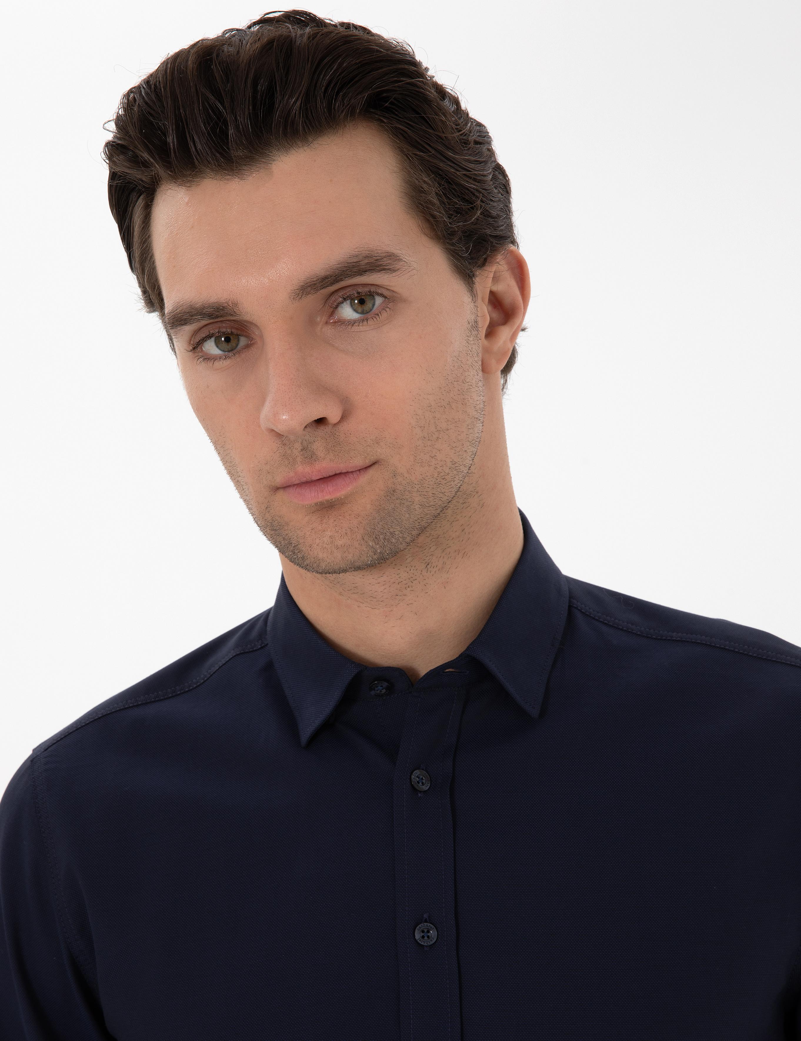 Lacivert Slim Fit Uzun Kollu Gömlek - 50291673113