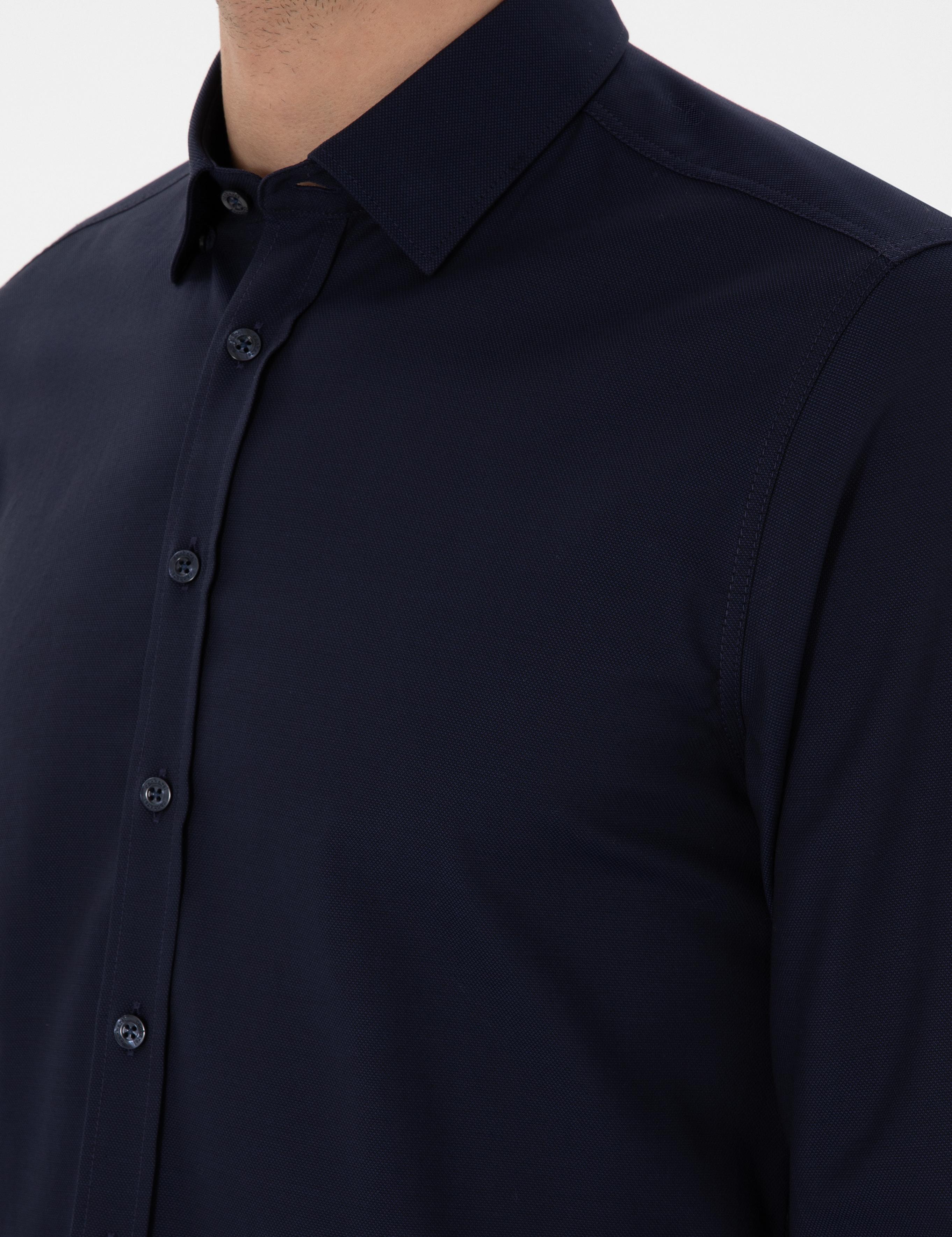 Lacivert Slim Fit Uzun Kollu Gömlek - 50291673113