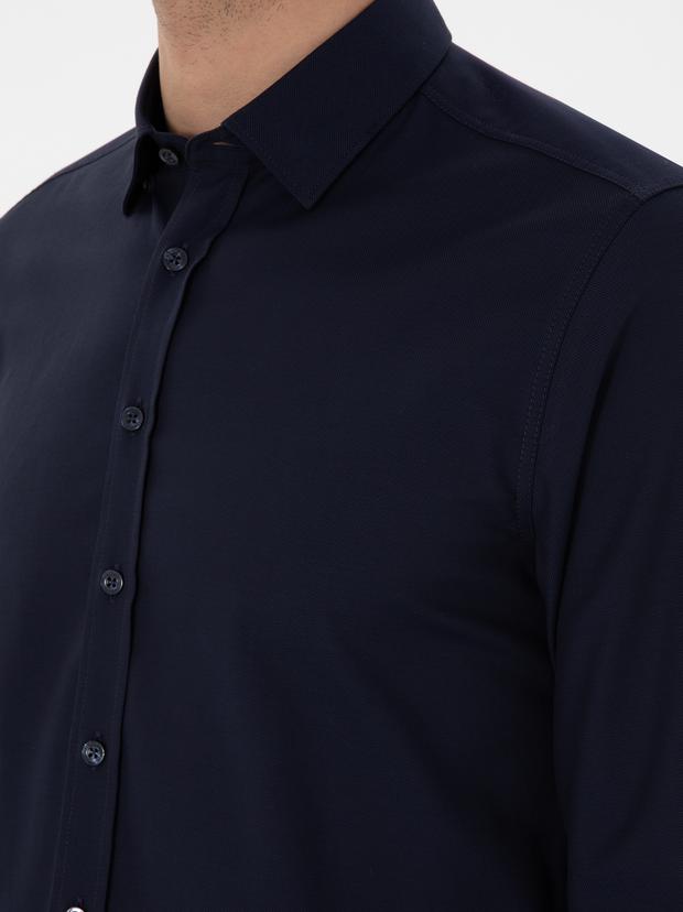 Lacivert Slim Fit Uzun Kollu Gömlek