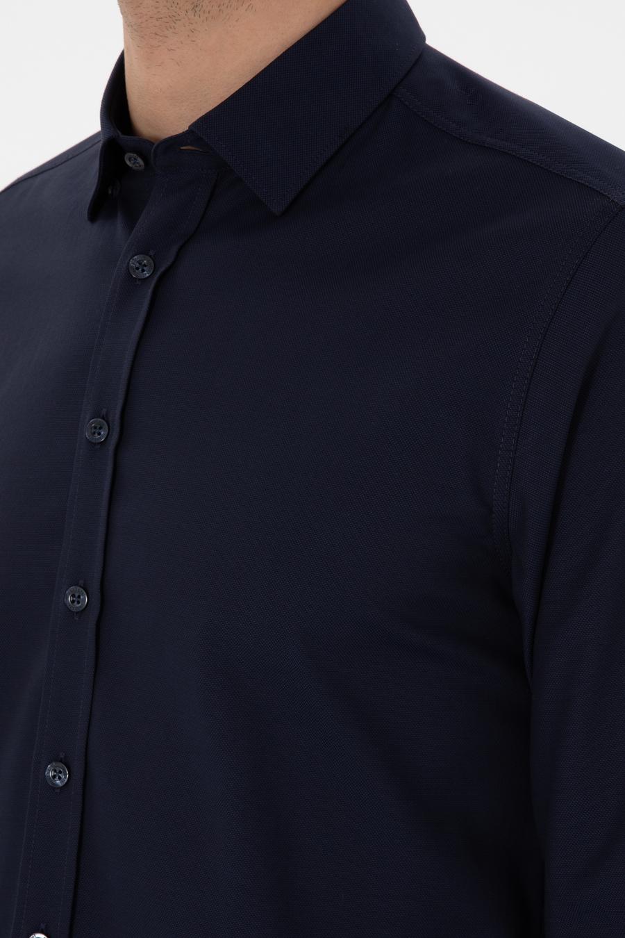 Lacivert Slim Fit Uzun Kollu Gömlek - 50291673113