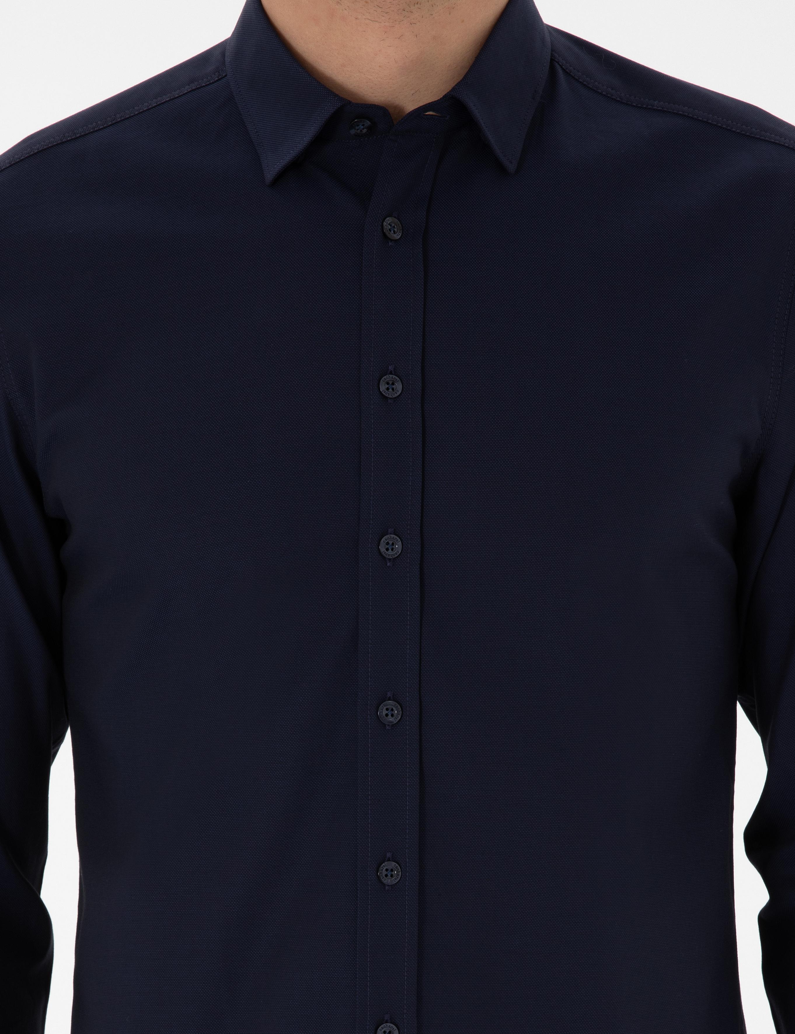 Lacivert Slim Fit Uzun Kollu Gömlek - 50291673113