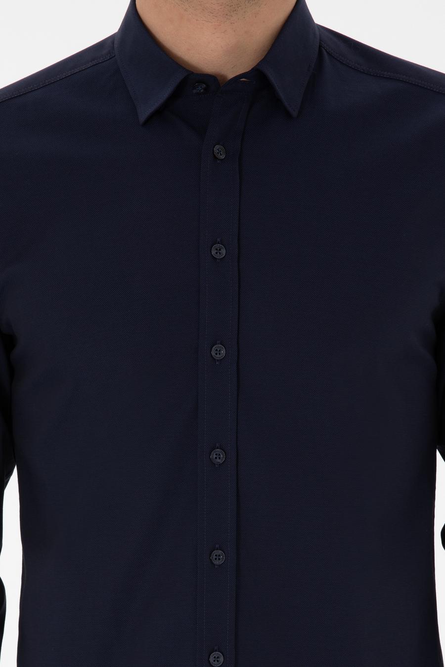 Lacivert Slim Fit Uzun Kollu Gömlek - 50291673113