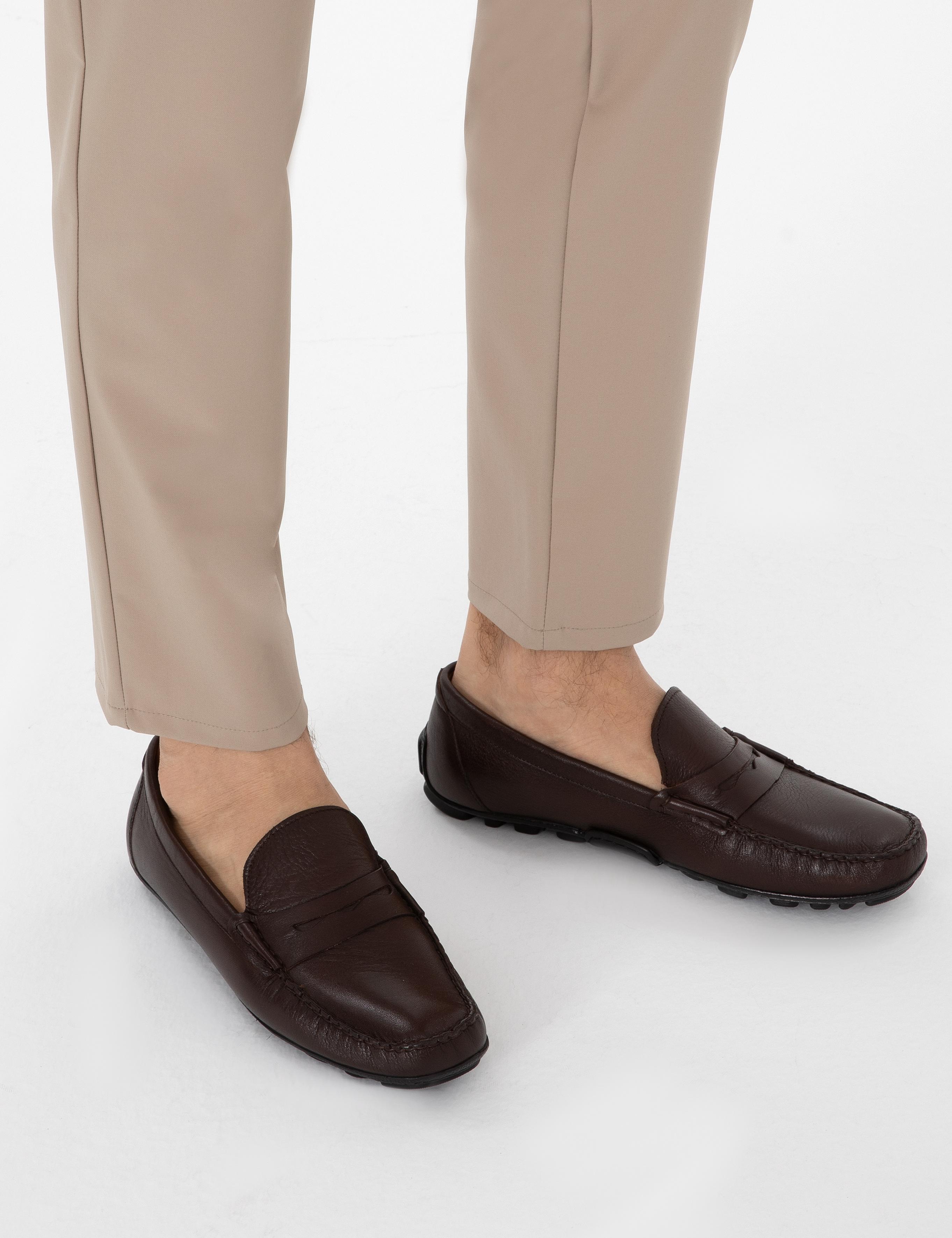 Kahverengi %100 Deri Loafer Ayakkabı - 50308466045