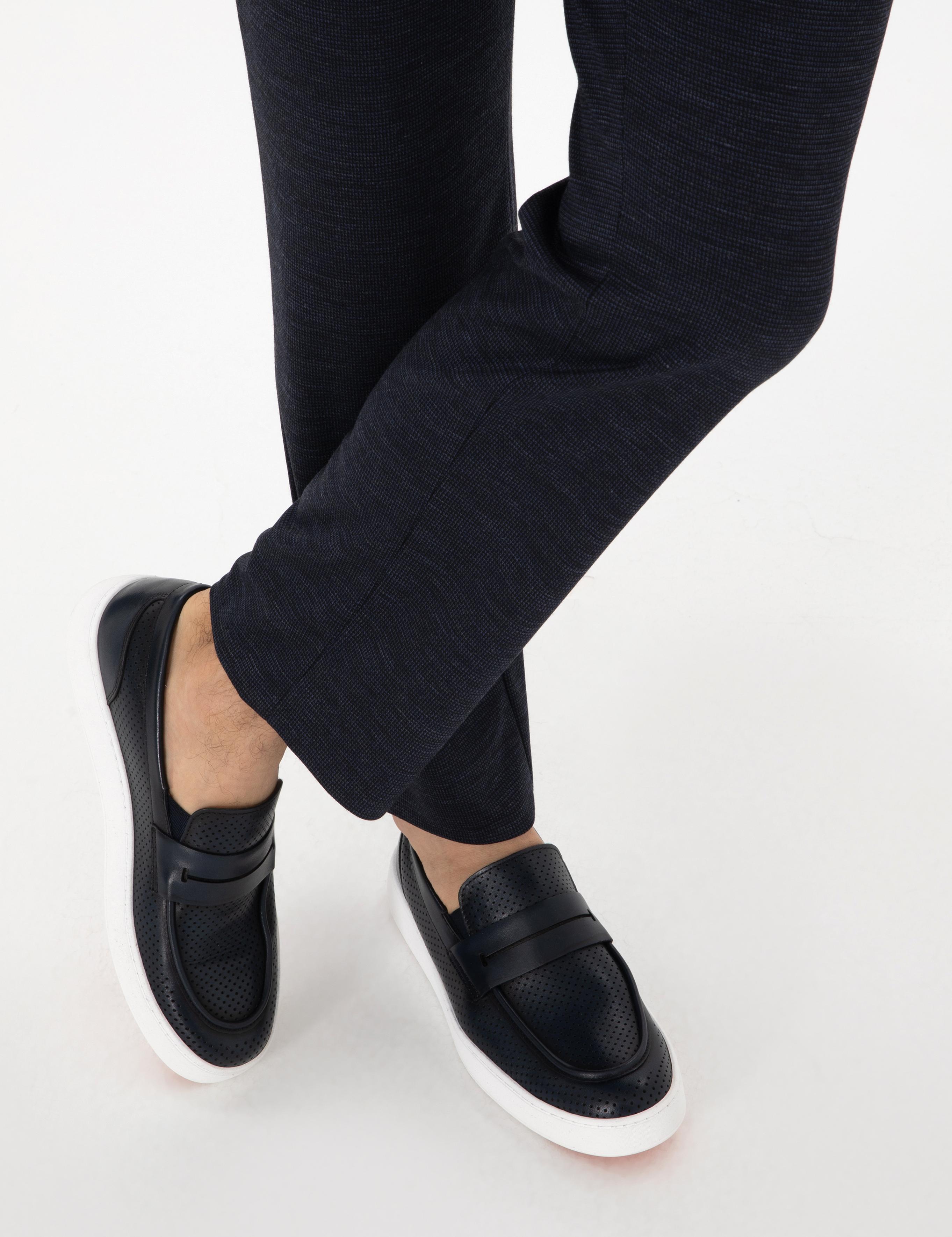 Lacivert Termo Taban %100 Deri Loafer Ayakkabı - 50307255010
