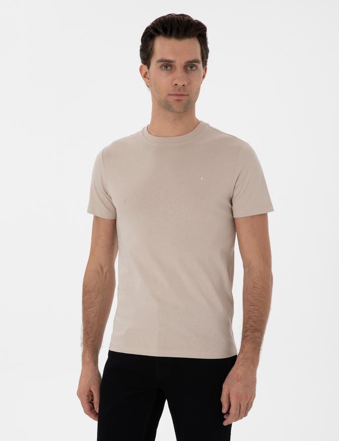 Vizon Slim Fit Bisiklet Yaka Pamuk Basic T-shirt