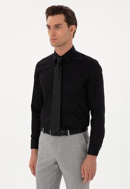 Siyah Slim Fit Uzun Kollu Basic Gömlek