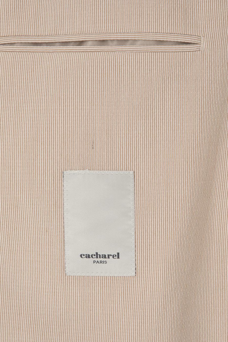 Bej Slim Fit Çizgili Takım Elbise - 50306885038
