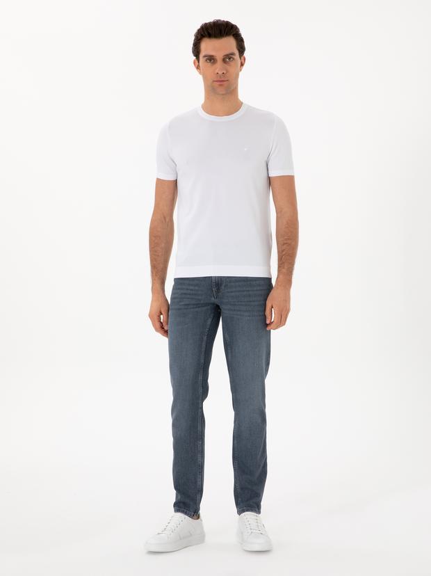 Koyu Lacivert Slim Fit Pamuklu Jean Pantolon