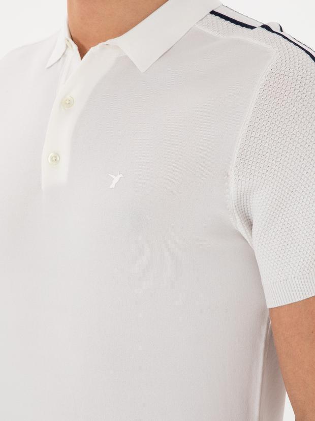 Beyaz Slim Fit Polo Yaka Triko T-shirt