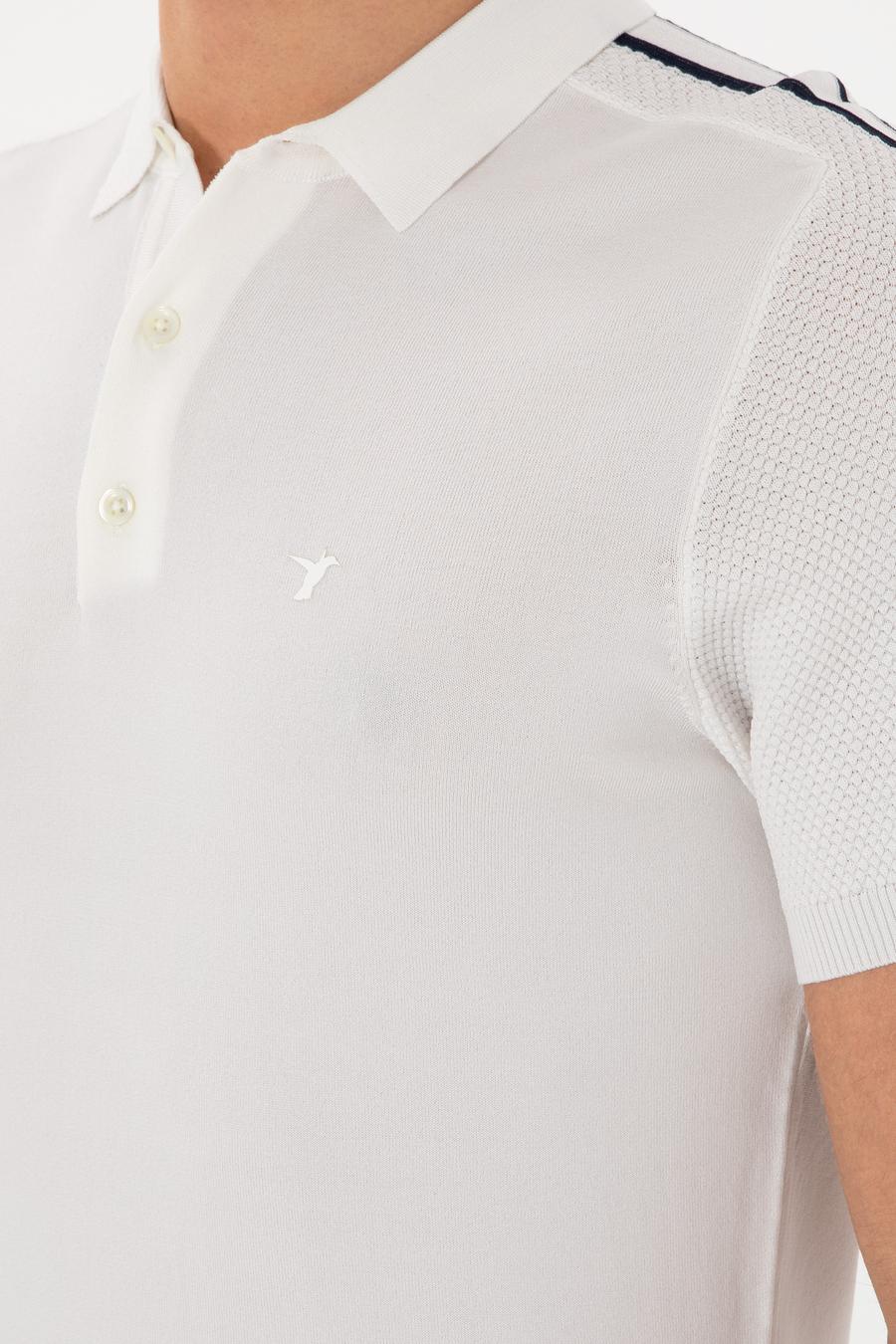 Beyaz Slim Fit Polo Yaka Triko T-shirt - 50299419019