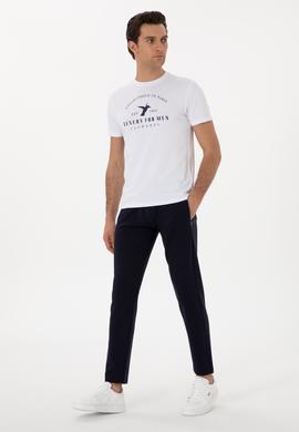 Lacivert Slim Fit Düz Paça Modal Karışımlı Eşofman Altı