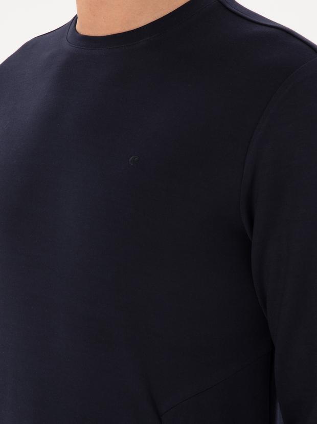 Lacivert Regular Fit Modal Karışımlı Bisiklet Yaka Sweatshirt