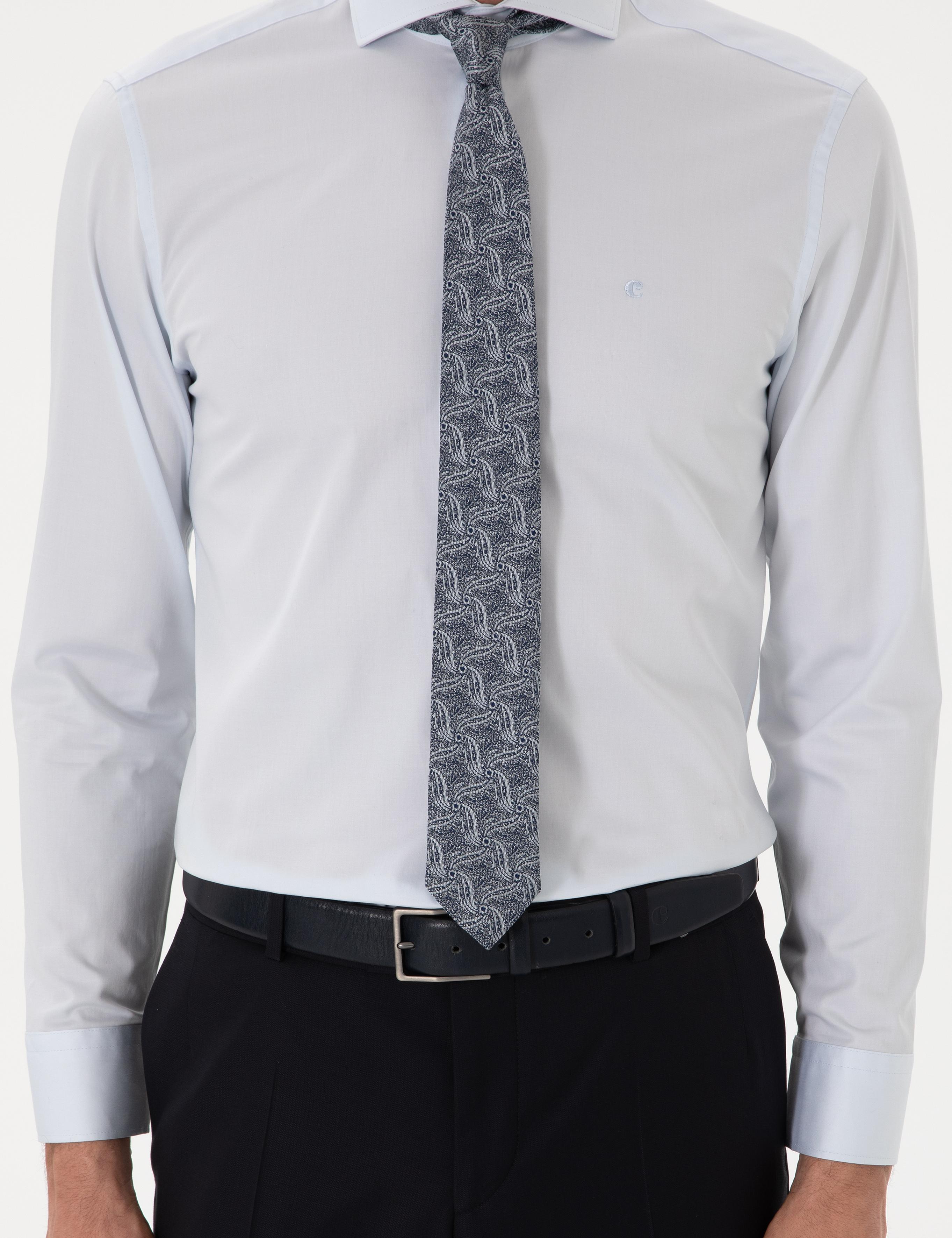 Açık Mavi Slim Fit %100 Pamuk İtalyan Yaka  Basic Gömlek - 50270146022