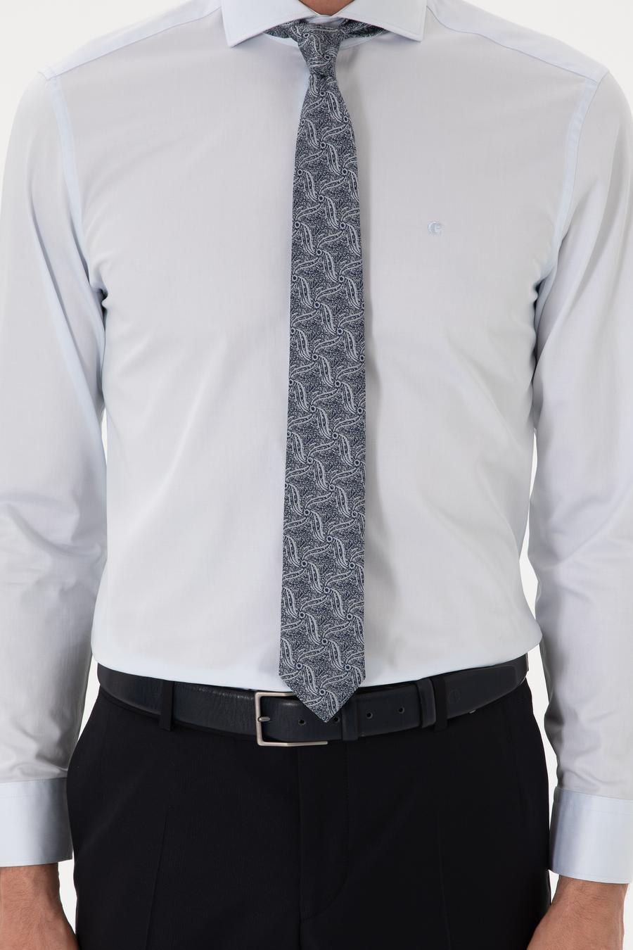 Açık Mavi Slim Fit %100 Pamuk İtalyan Yaka  Basic Gömlek - 50270146022