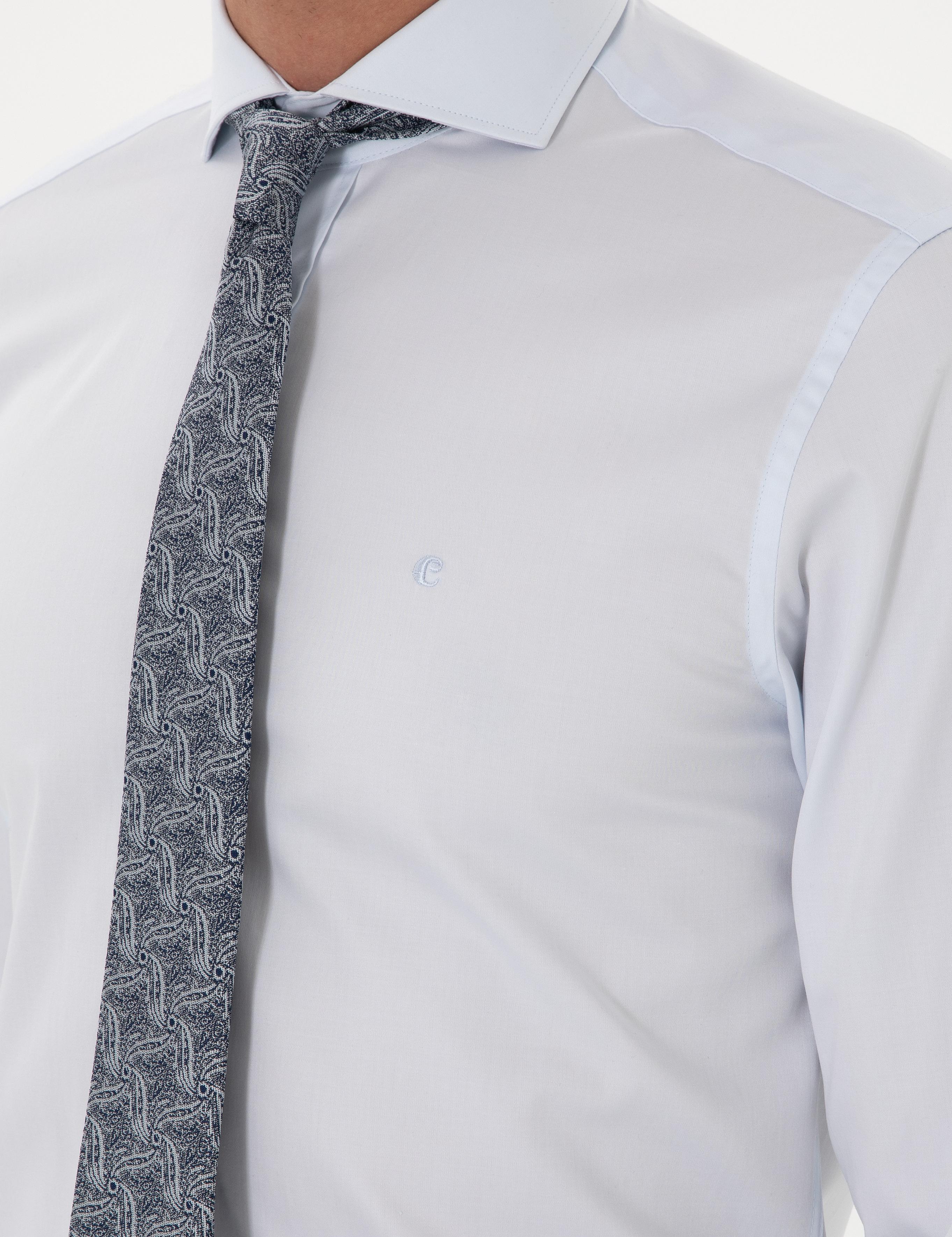 Açık Mavi Slim Fit %100 Pamuk İtalyan Yaka  Basic Gömlek - 50270146022