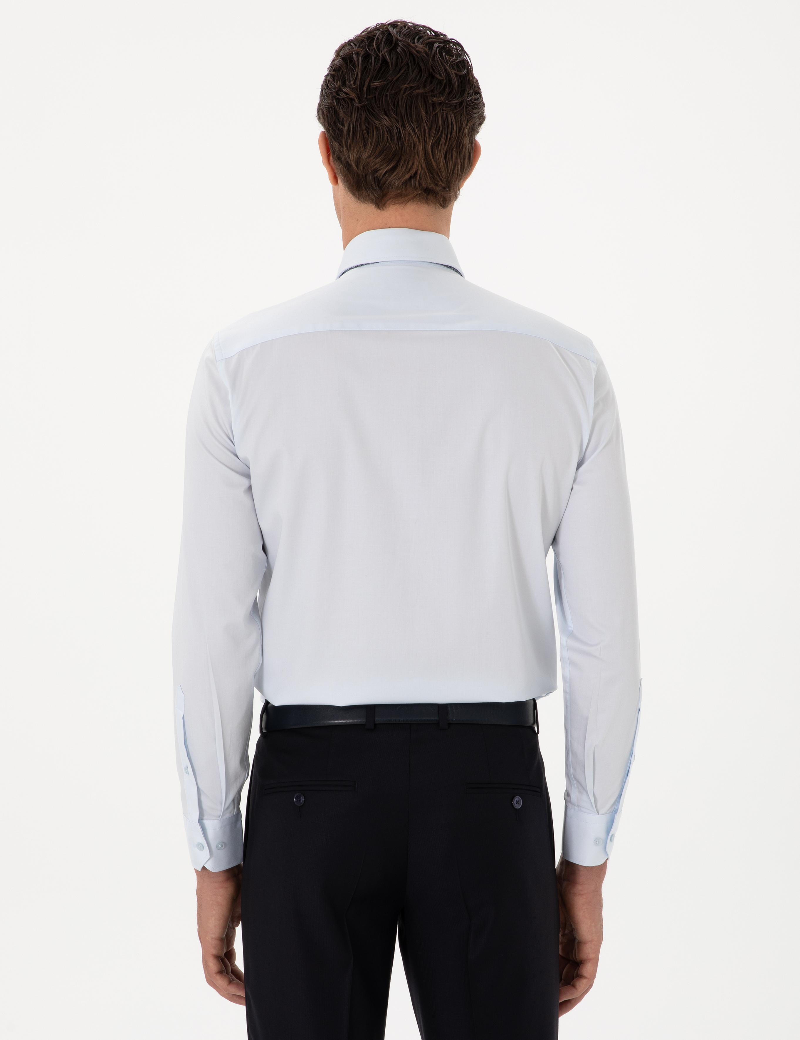 Açık Mavi Slim Fit %100 Pamuk İtalyan Yaka  Basic Gömlek - 50270146022
