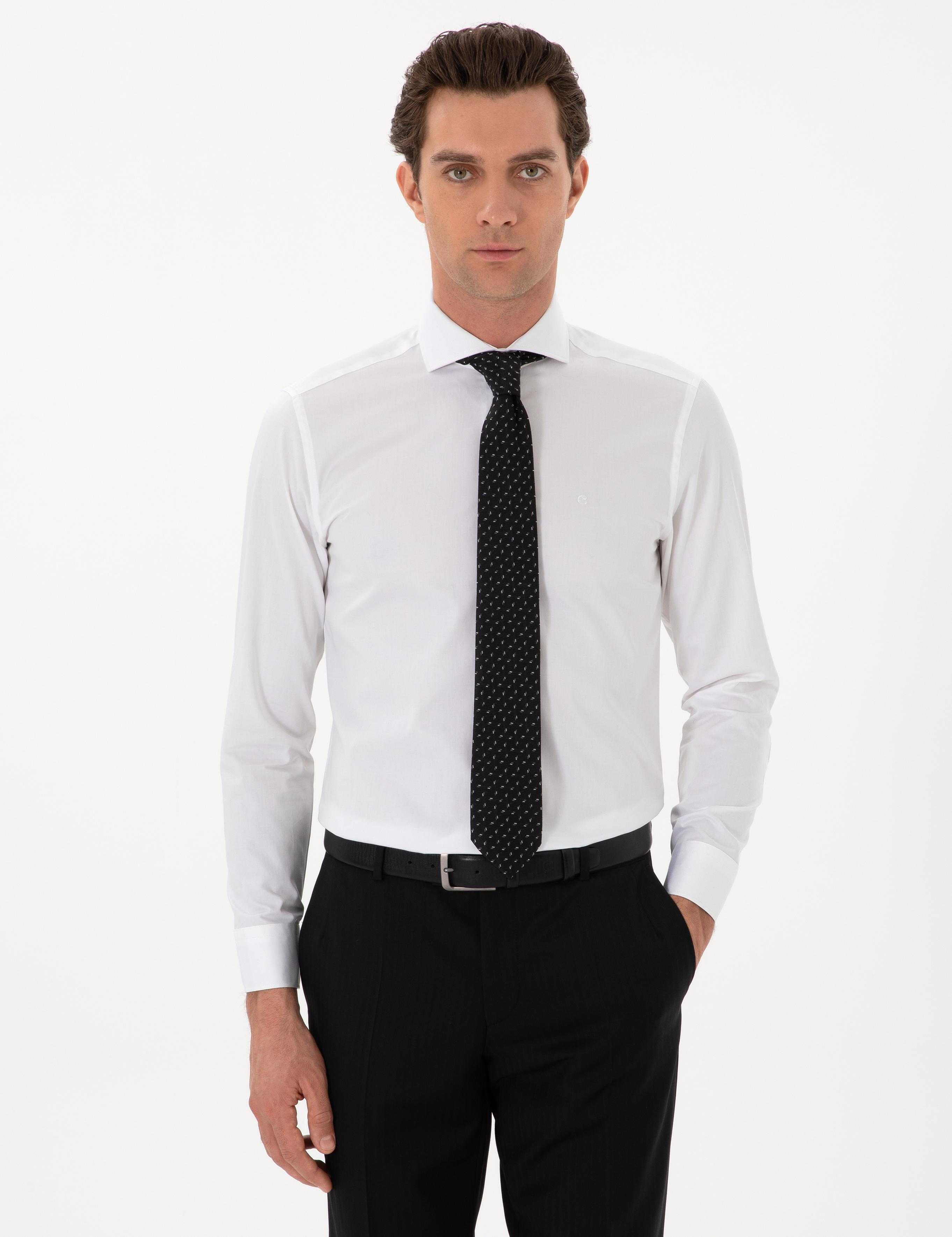 Açık Mavi Slim Fit %100 Pamuk İtalyan Yaka  Basic Gömlek - 50270146006