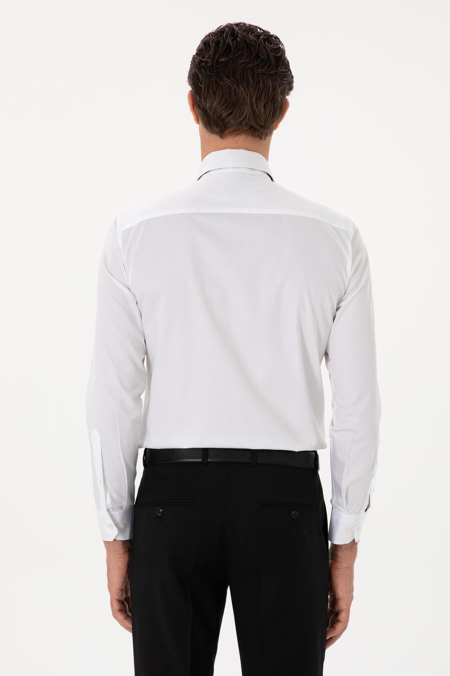 Açık Mavi Slim Fit %100 Pamuk İtalyan Yaka  Basic Gömlek - 50270146006