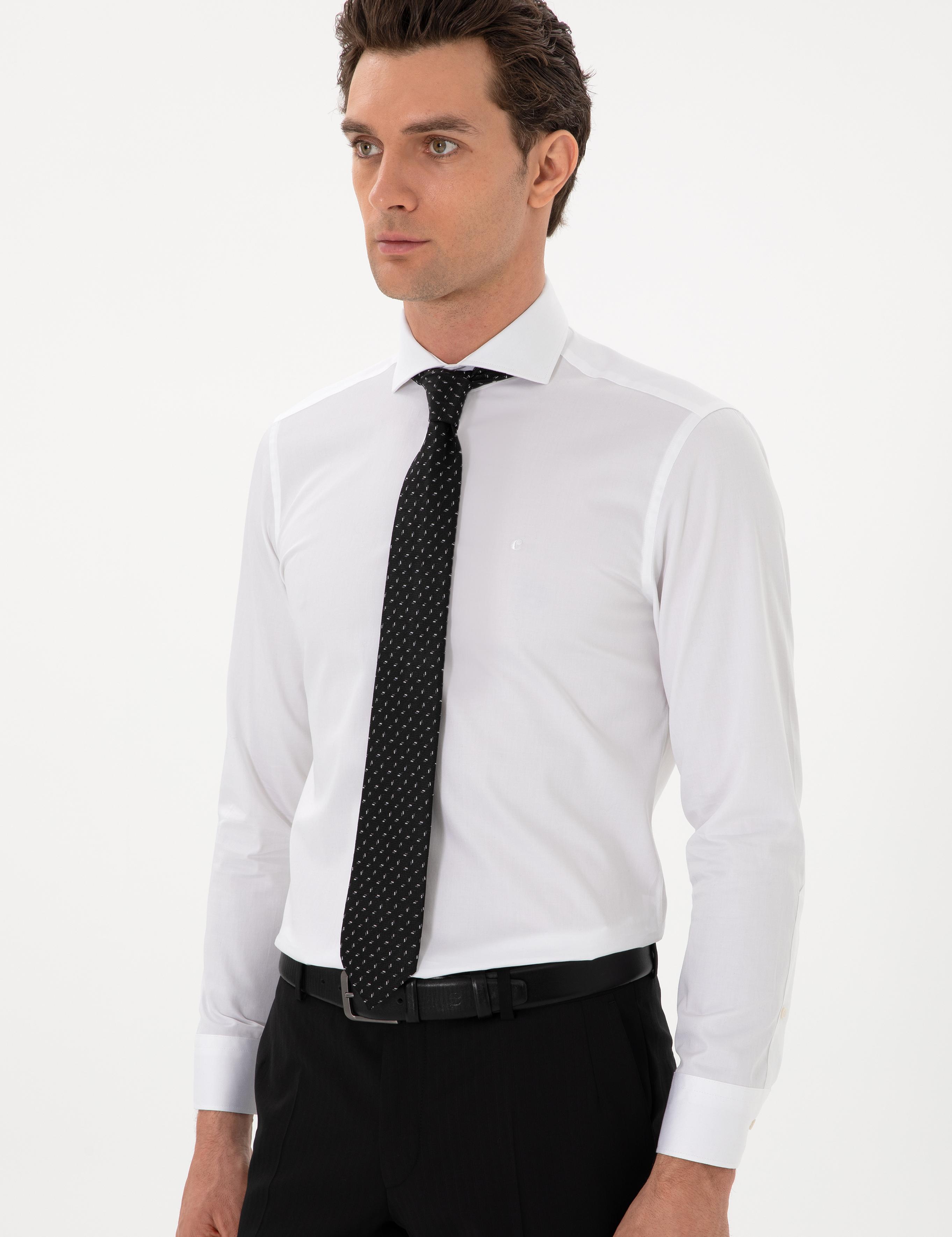 Açık Mavi Slim Fit %100 Pamuk İtalyan Yaka  Basic Gömlek - 50270146006