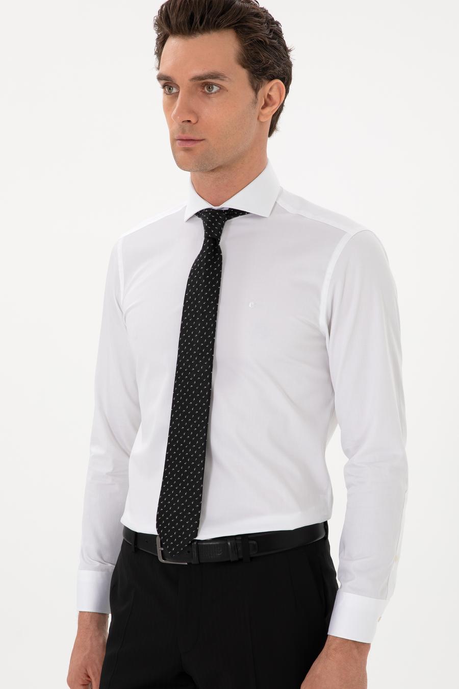 Açık Mavi Slim Fit %100 Pamuk İtalyan Yaka  Basic Gömlek - 50270146006