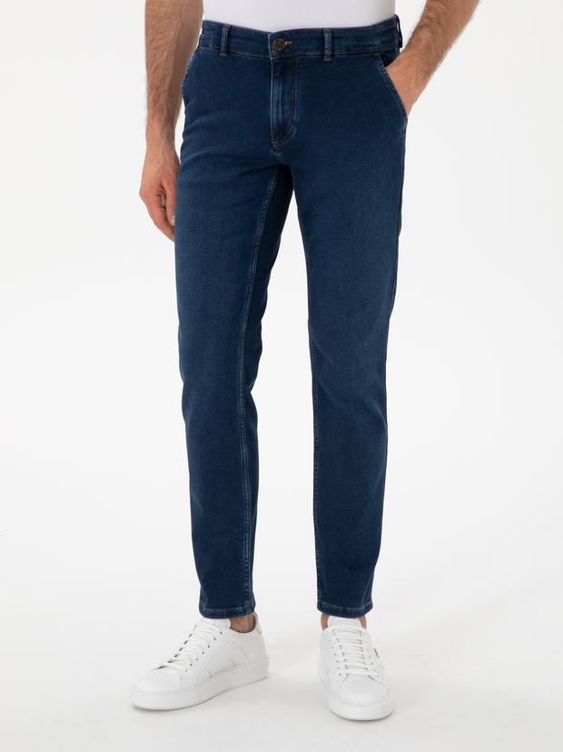 Lacivert Slim Fit Pamuk Karışımlı Jean Pantolon